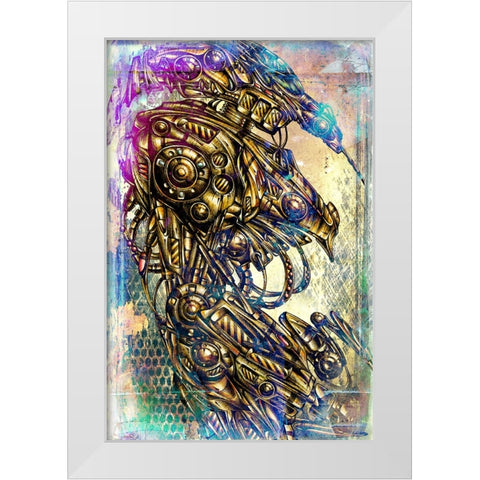 Terra-cybo 14 White Modern Wood Framed Art Print by Kulik, Rafal