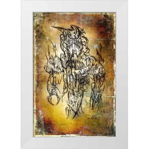 Alien cyber suit White Modern Wood Framed Art Print by Kulik, Rafal