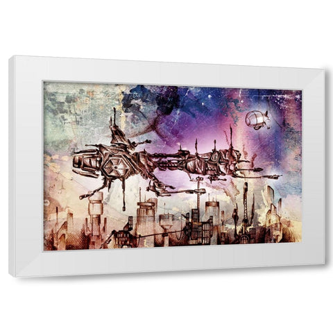 Tropolis city White Modern Wood Framed Art Print by Kulik, Rafal