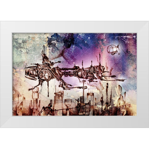 Tropolis city White Modern Wood Framed Art Print by Kulik, Rafal
