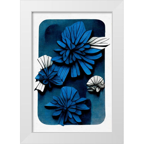 Blue Blossoms White Modern Wood Framed Art Print by Treechild