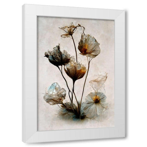 Crystal Flowers White Modern Wood Framed Art Print by Treechild