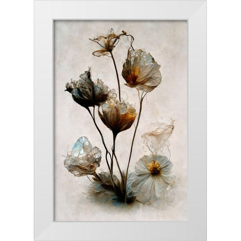 Crystal Flowers White Modern Wood Framed Art Print by Treechild