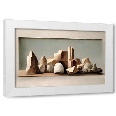 Carved Rocks White Modern Wood Framed Art Print by Treechild