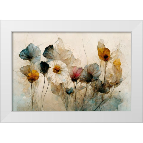 Dry Flower Bouquet White Modern Wood Framed Art Print by Treechild
