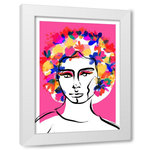 Flower Hair White Modern Wood Framed Art Print by Treechild
