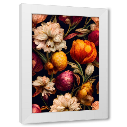 Romantic Flowers White Modern Wood Framed Art Print by Treechild