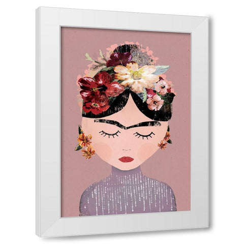 Frida (Pastel Version) White Modern Wood Framed Art Print by Treechild