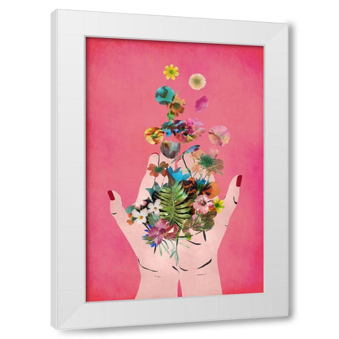 Fridas Hands (Pink Version) White Modern Wood Framed Art Print by Treechild