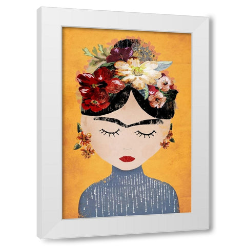 Frida (Yellow Version) White Modern Wood Framed Art Print by Treechild