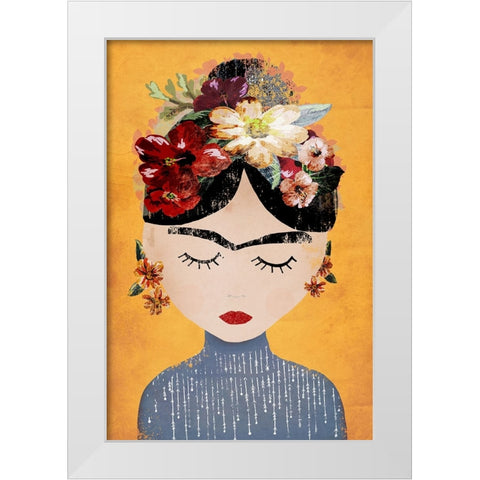 Frida (Yellow Version) White Modern Wood Framed Art Print by Treechild