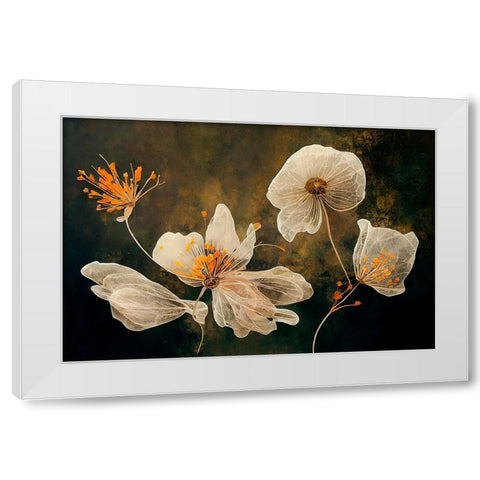 Transparent Flowers White Modern Wood Framed Art Print by Treechild