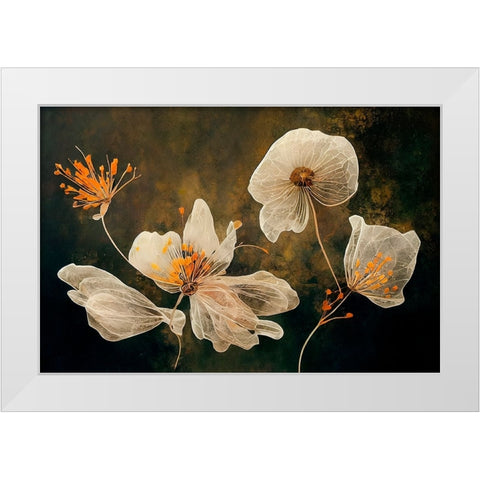 Transparent Flowers White Modern Wood Framed Art Print by Treechild
