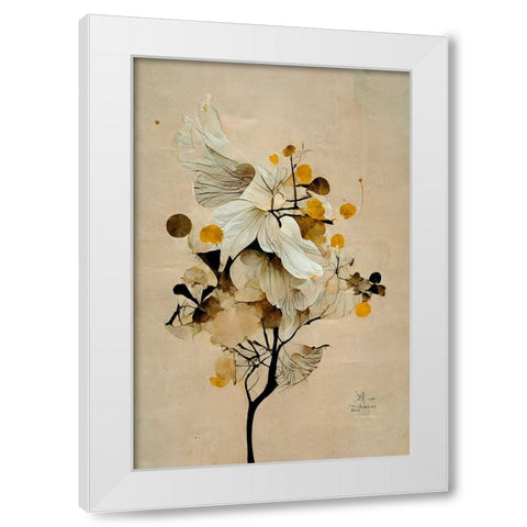 Golden Seed White Modern Wood Framed Art Print by Treechild
