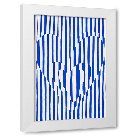Hearts (Blue Version) White Modern Wood Framed Art Print by Treechild