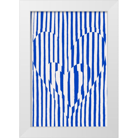 Hearts (Blue Version) White Modern Wood Framed Art Print by Treechild