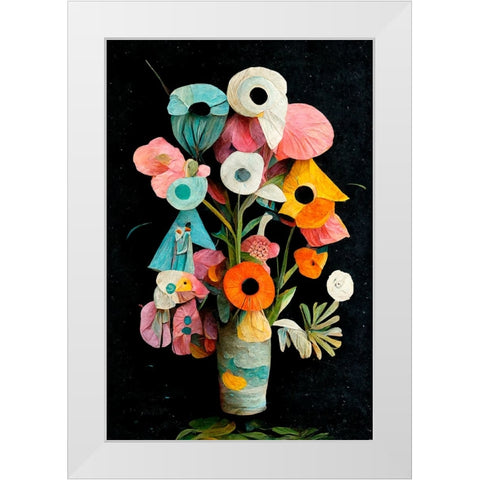 Les Fleurs White Modern Wood Framed Art Print by Treechild