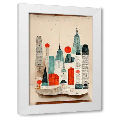 The Paper City White Modern Wood Framed Art Print by Treechild