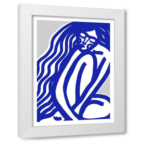 The Silence (Blue) White Modern Wood Framed Art Print by Treechild
