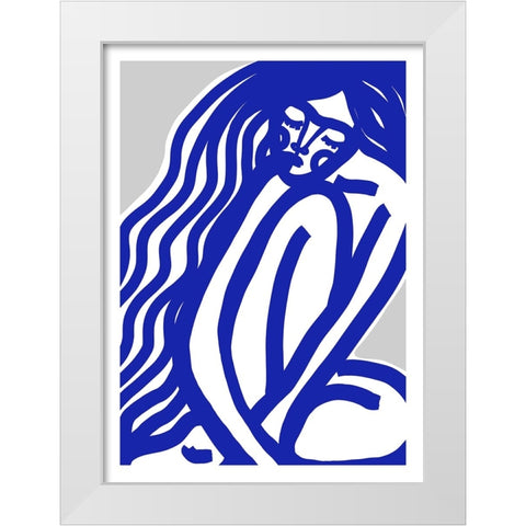 The Silence (Blue) White Modern Wood Framed Art Print by Treechild
