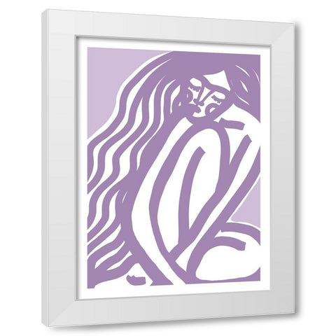 The Silence (Purple) White Modern Wood Framed Art Print by Treechild