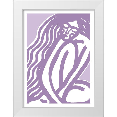 The Silence (Purple) White Modern Wood Framed Art Print by Treechild
