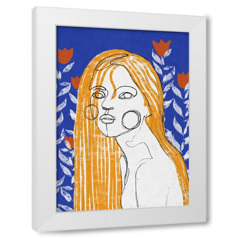 The Tulip Girl White Modern Wood Framed Art Print by Treechild