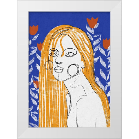 The Tulip Girl White Modern Wood Framed Art Print by Treechild