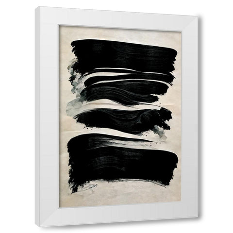 Black Strokes White Modern Wood Framed Art Print by Treechild