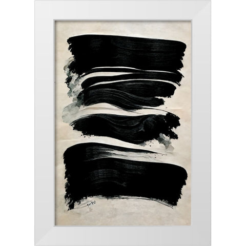 Black Strokes White Modern Wood Framed Art Print by Treechild