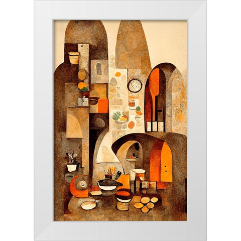The Kitchen White Modern Wood Framed Art Print by Treechild