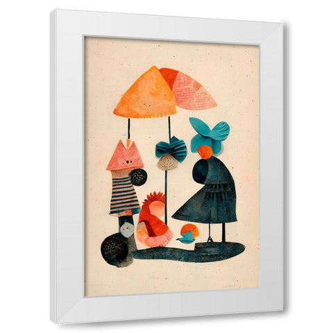 Granny And Friends White Modern Wood Framed Art Print by Treechild