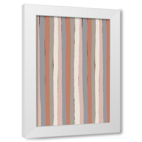 Pastel Stripes White Modern Wood Framed Art Print by Treechild
