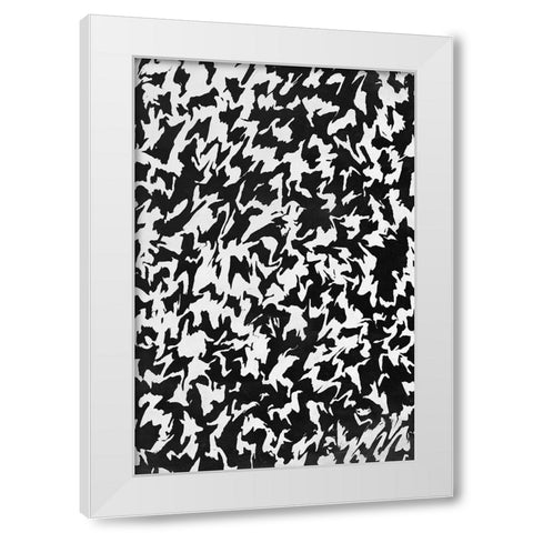 Black And White Zig Zag Pattern White Modern Wood Framed Art Print by Treechild
