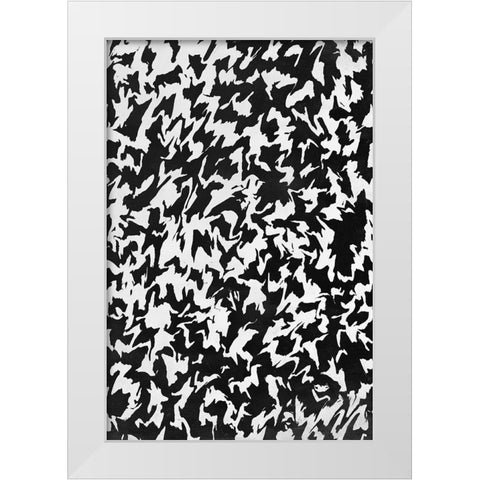 Black And White Zig Zag Pattern White Modern Wood Framed Art Print by Treechild