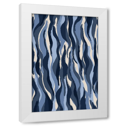 Blue Tiger Pattern White Modern Wood Framed Art Print by Treechild