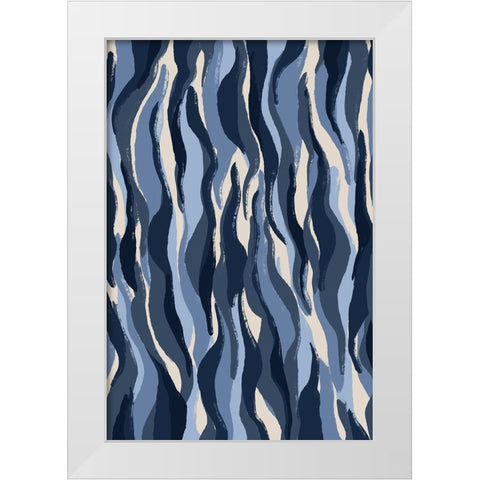 Blue Tiger Pattern White Modern Wood Framed Art Print by Treechild