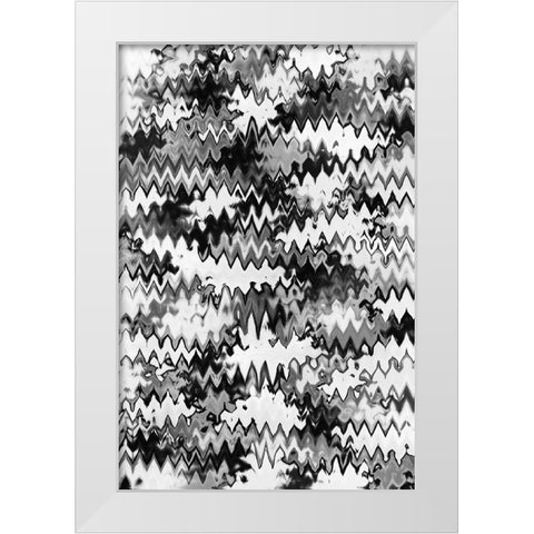 Black And White Zig Zag Pattern White Modern Wood Framed Art Print by Treechild