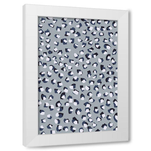 Little White Blue Brush Strokes White Modern Wood Framed Art Print by Treechild