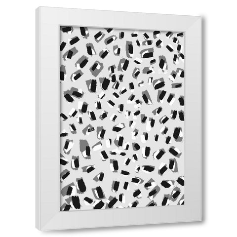 Black And White Little Strokes White Modern Wood Framed Art Print by Treechild