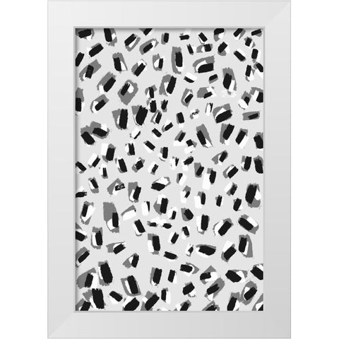 Black And White Little Strokes White Modern Wood Framed Art Print by Treechild