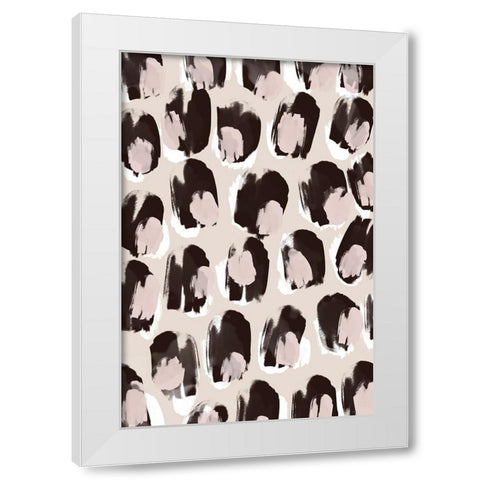 Big Brown And Beige Dots White Modern Wood Framed Art Print by Treechild