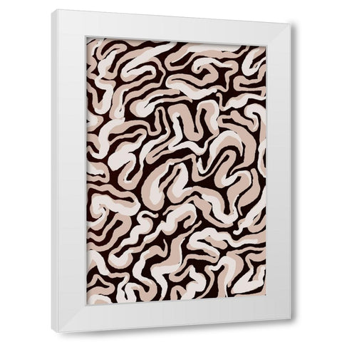 White Beige Pattern White Modern Wood Framed Art Print by Treechild