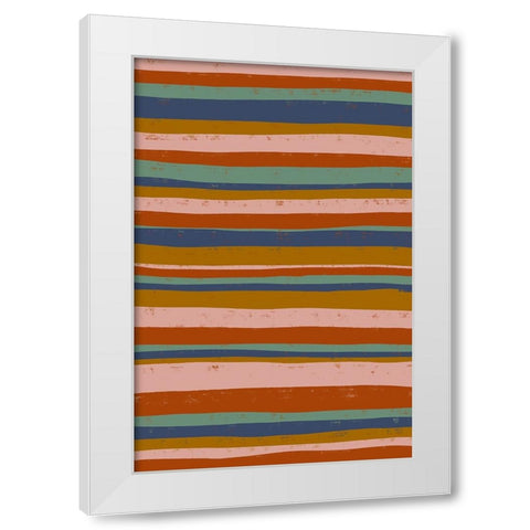 Ethno Colors Stripes White Modern Wood Framed Art Print by Treechild