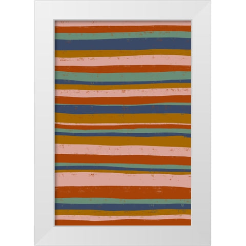 Ethno Colors Stripes White Modern Wood Framed Art Print by Treechild