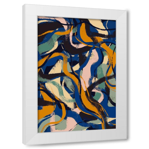 Colorful Strokes Pattern White Modern Wood Framed Art Print by Treechild