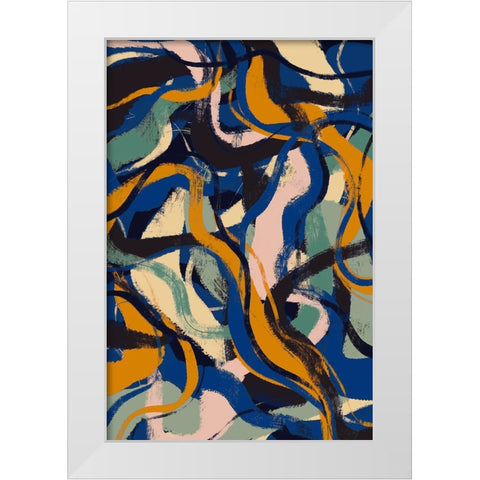Colorful Strokes Pattern White Modern Wood Framed Art Print by Treechild