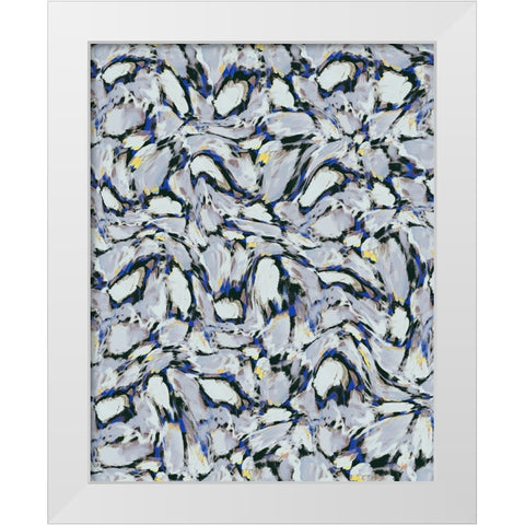 Blue Ice Flowers Pattern White Modern Wood Framed Art Print by Treechild