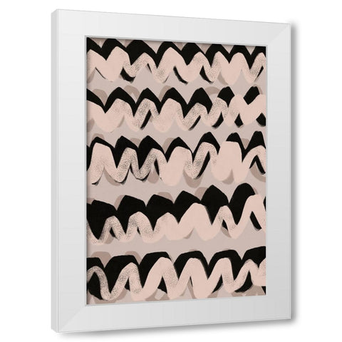Sprayed Beige Waves Pattern White Modern Wood Framed Art Print by Treechild