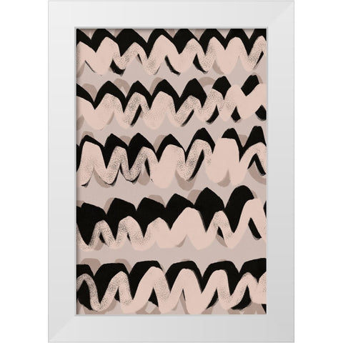 Sprayed Beige Waves Pattern White Modern Wood Framed Art Print by Treechild